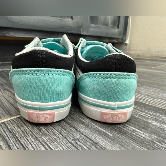 Vans Flower Black and Teal Toddler Sneakers - Picture 6 of 9